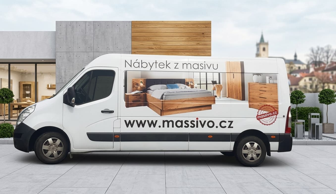 Dodávka Massivo.cz — vlastní vůz pro doručení masivního nábytku do Šumperka